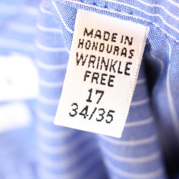 Van Heusen Mens Blue Pinstriped Button Down Shirt - Picture 3 of 5